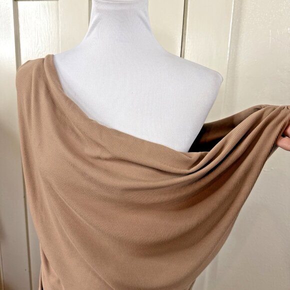 Nine Britton Women's XXL Ruched Side Scoop Neck Draped Rib Knit Asymmetrical Top - Picture 2 of 6